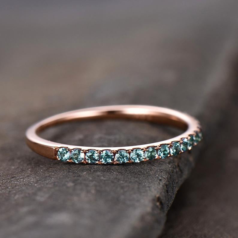 Alexandrite Wedding band rose gold plated