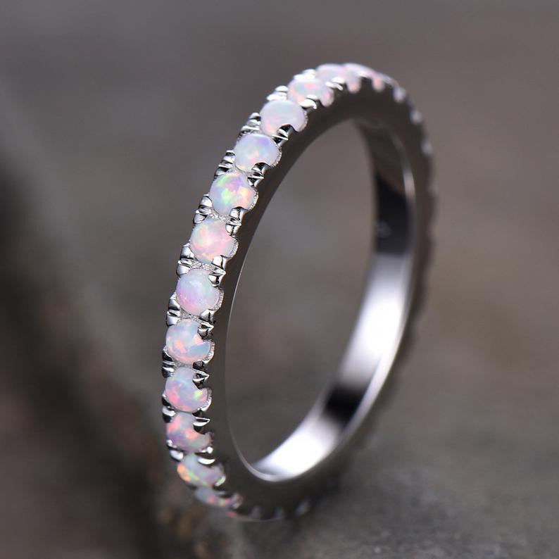 Solid Opal Ring Band-bbbgem opal eternity band ring