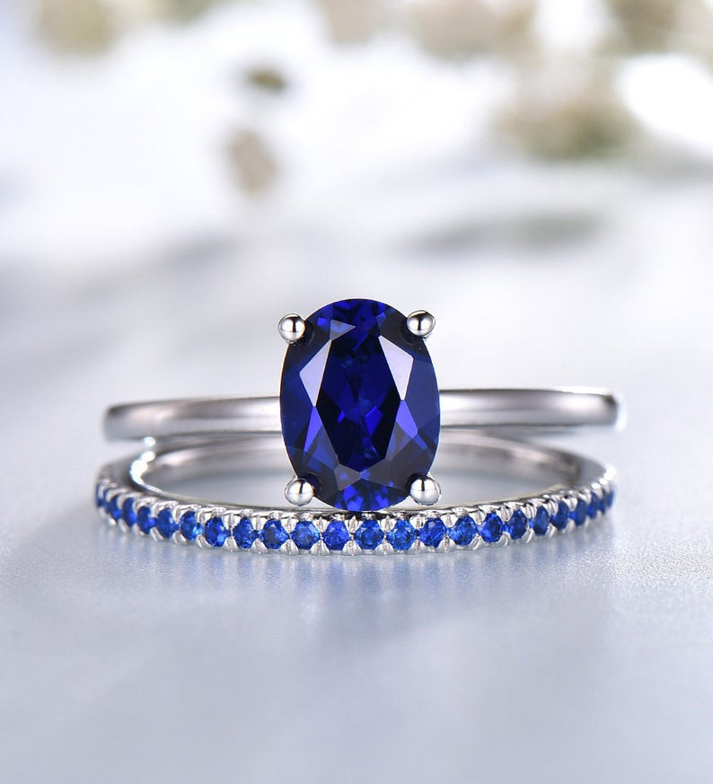 oval sapphire engagement rings set 0