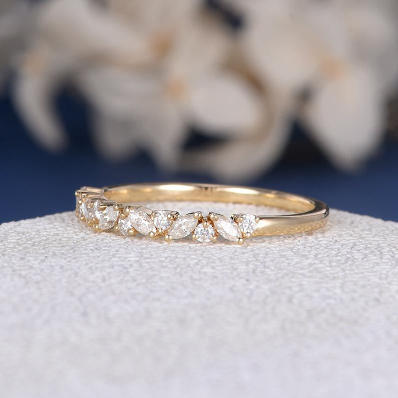 Art Deco Moissanite Wedding Band