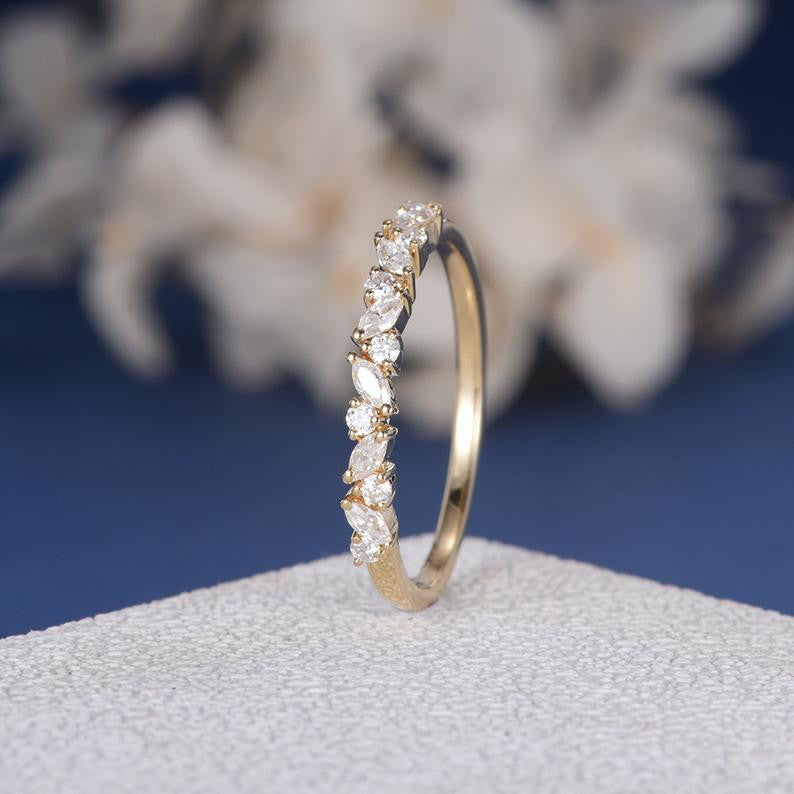 Art Deco Moissanite Wedding Band