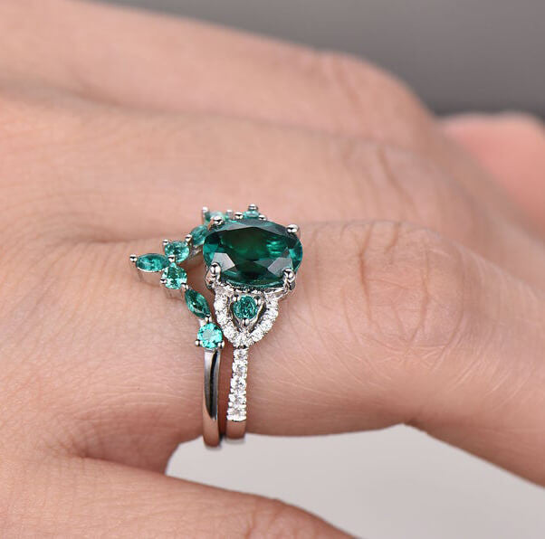 emerald rings white gold-BBBGEM Oval Emerald Ring