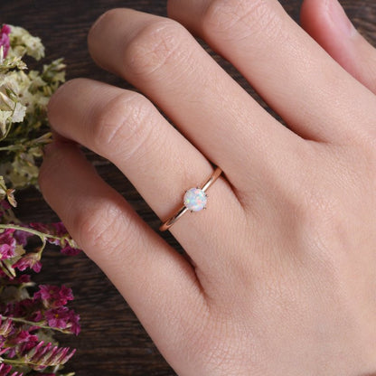 6 prongs  Opal Engagement Ring