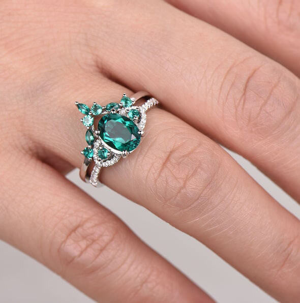 Emerald Rings For Women-BBBGEM Oval Emerald Ring