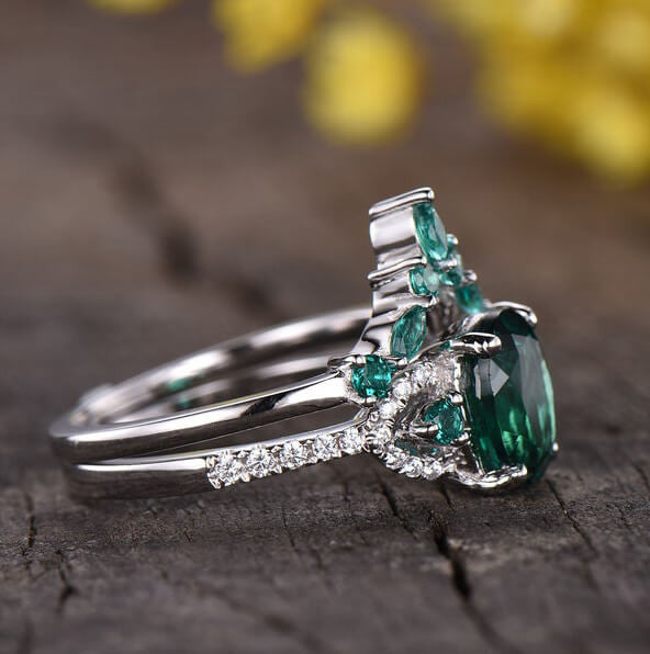 emerald bridal set-BBBGEM Oval Emerald Ring