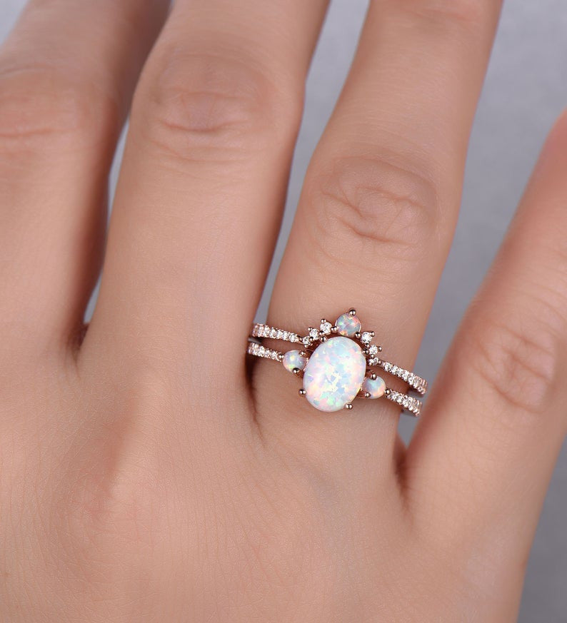 Opal Bridal Set-BBBGem Opal Rings