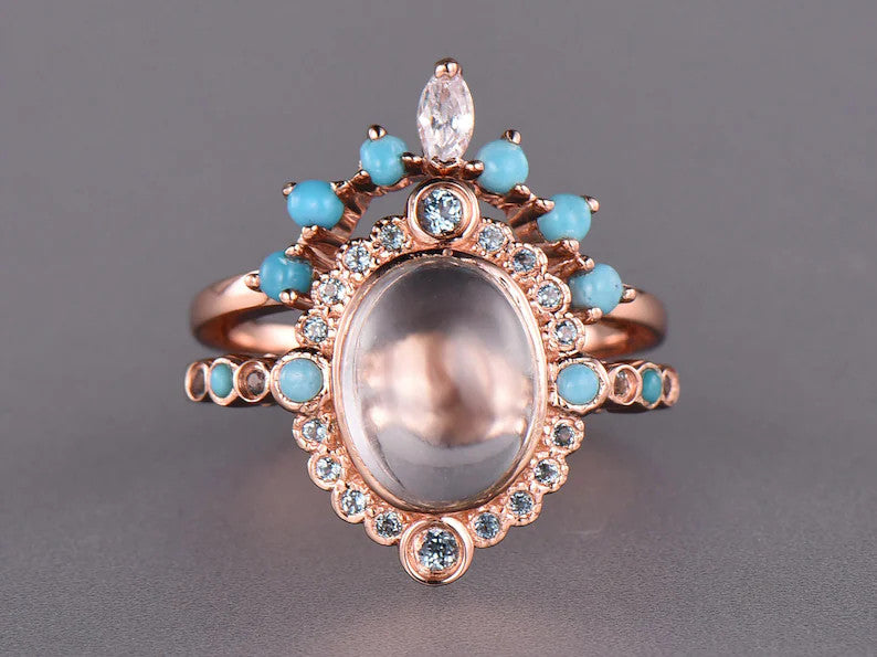 Moonstone Engagement Ring-BBBGEM Moonstone Engagement Ring