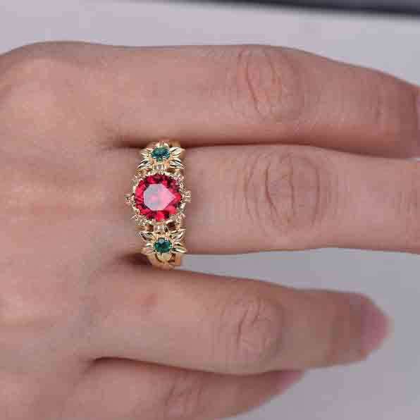 ruby and emerald engagement rings