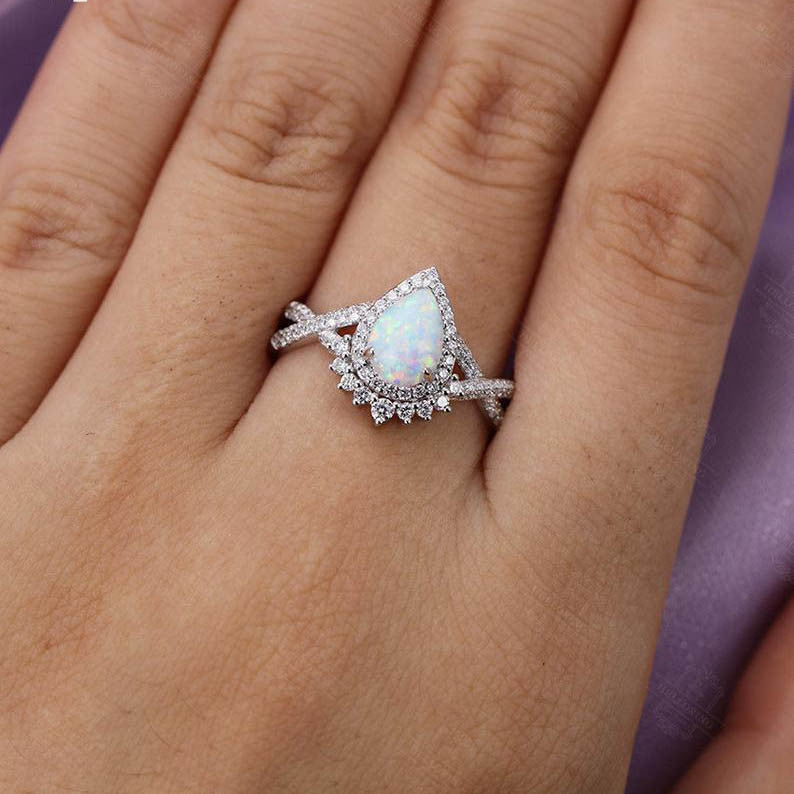 Pear Shaped Opal Ring-BBBGem Opal Rings