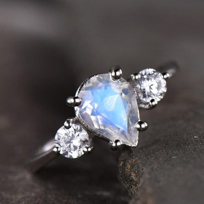 Moonstone engagement ring Three Stone