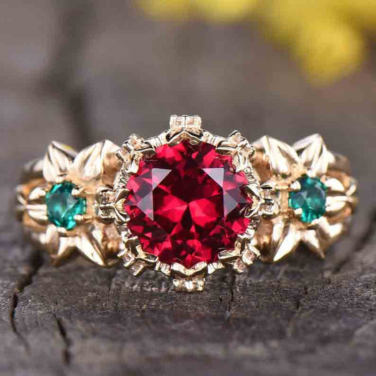 ruby and emerald ring-vintage ruby engagement rings