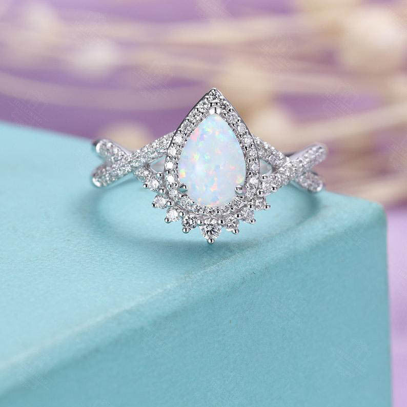 Opal And Diamond Engagement Ring-BBBGem Opal Rings