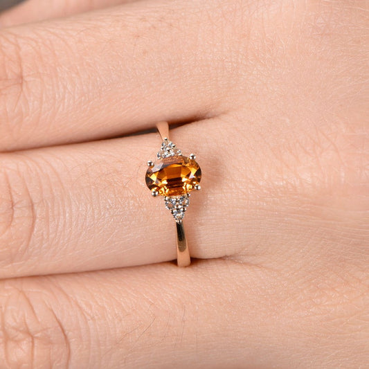 Cluster Blue Oval Cut Citrine And Diamond Engagement Ring 01-BBBGEM Oval Citrine Oval Rings