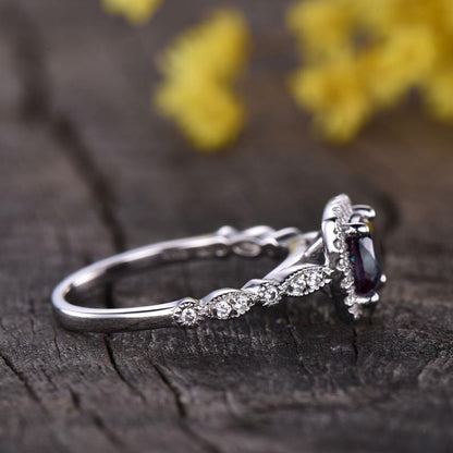 Alexandrite Halo Engagement Ring