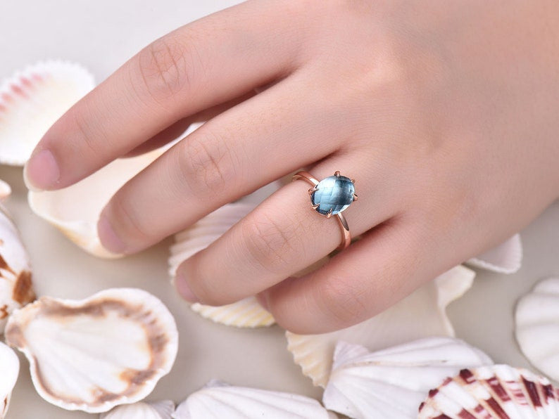 Plain Gold Band-BBBGEM London Blue Topaz Ring