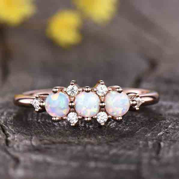 Opal Cluster Diamond Engagement Ring 0