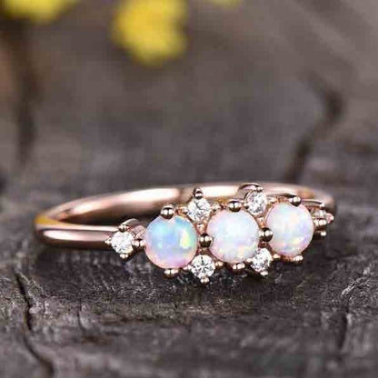 Opal Cluster Diamond Engagement Ring 02