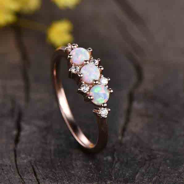 Opal Cluster Diamond Engagement Ring 04