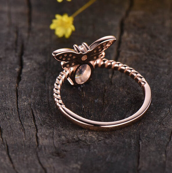 moonstone engagement ring rose gold