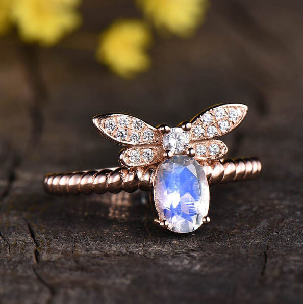 moonstone beaded ring