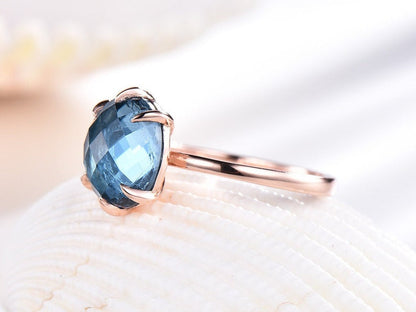 Rose Gold Topaz Ring-BBBGEM London Blue Topaz Ring