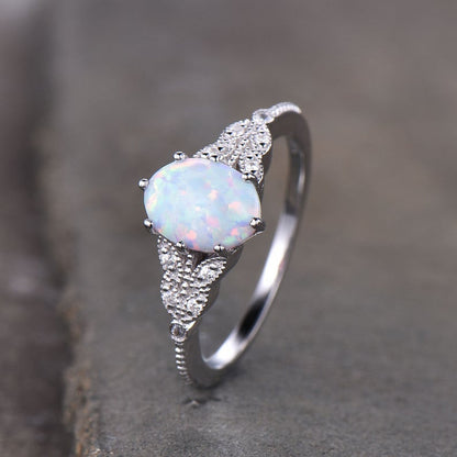 Art Deco Opal Engagement Ring-Opal Promise Rings