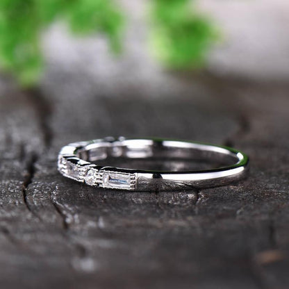 Unique Moissanite Wedding Band