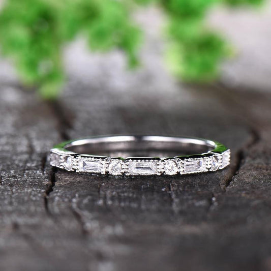 Moissanite Wedding Band white gold