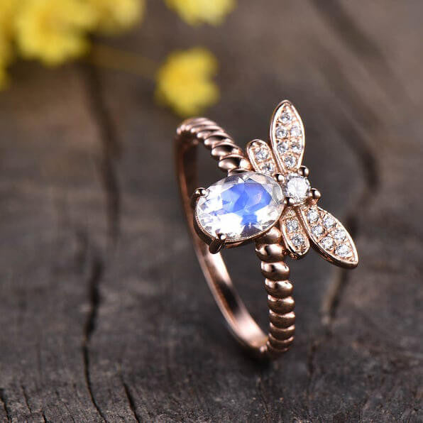 nature inspired moonstone engagement ring