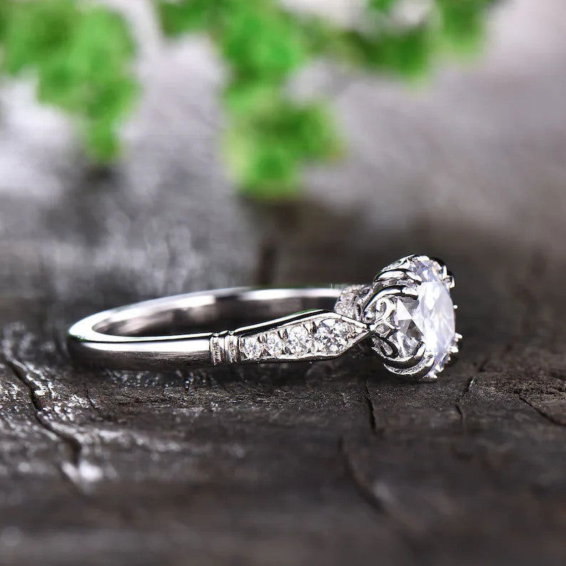 White Gold Moissanite Engagement Rings-BBBGEM Moissanite Engagement Rings