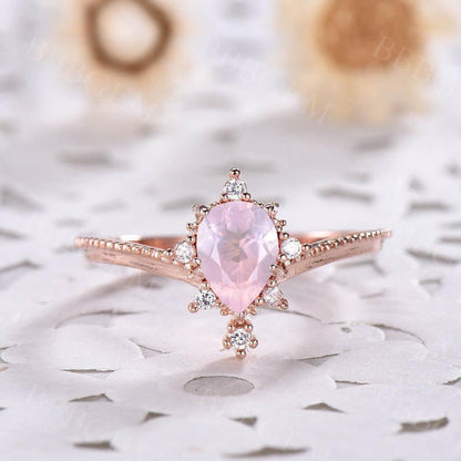 rose quartz ring-BBBGEM rose quartz ring