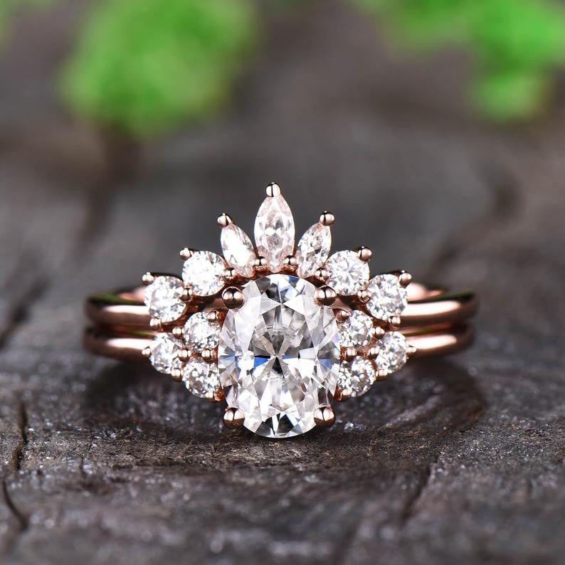 Vintage Moissanite Engagemnt Ring Cluster Diamond 0