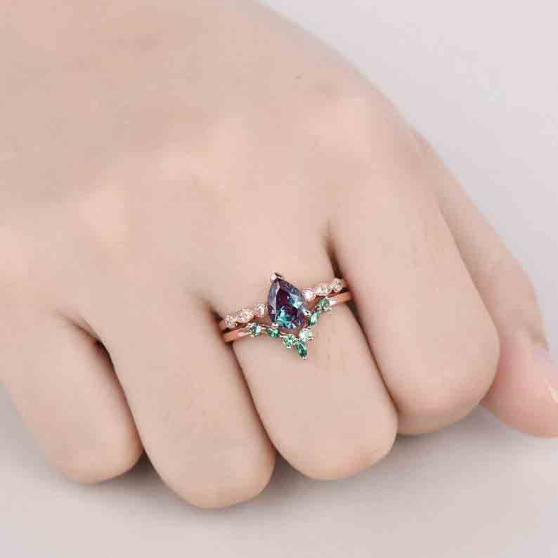 alexandrite and emerald rings