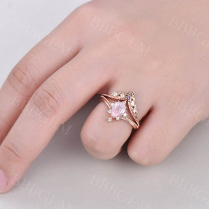 pink gemstone ring-bbbgem rose quartz ring