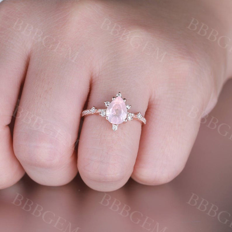 rose quartz jewelry-bbbgem oval rose quartz ring