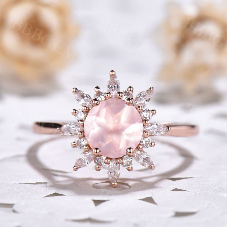 rose quartz ring in gold-bbbgem rose quartz ring in gold