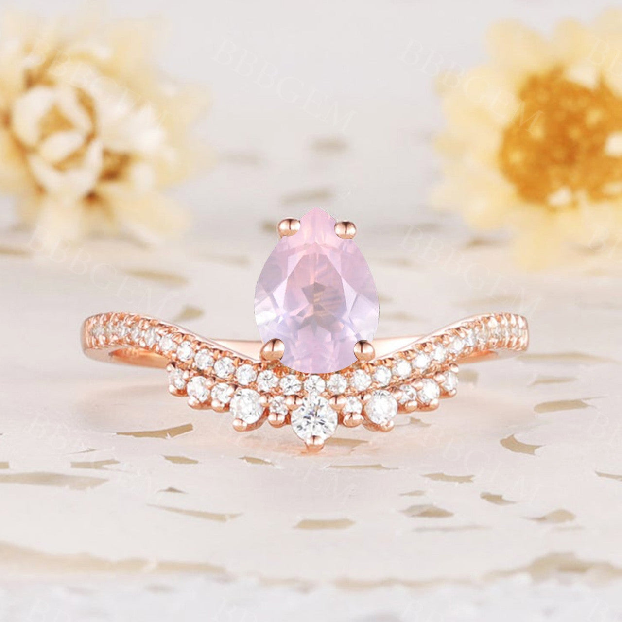 rose quartz ring in gold-bbbgem rose quartz ring in gold