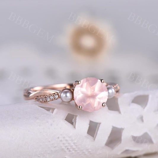 rose quartz ring in gold-bbbgem rose quartz ring in gold