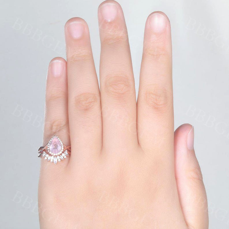 quartz jewelry-bbbgem rose quartz promise ring