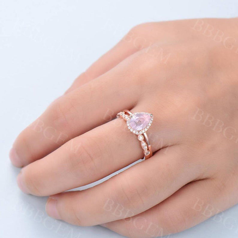 rose quartz ring-bbbgem quartz jewelry