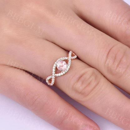 diamond and rose quartz ring-bbbgem rose quartz ring gold