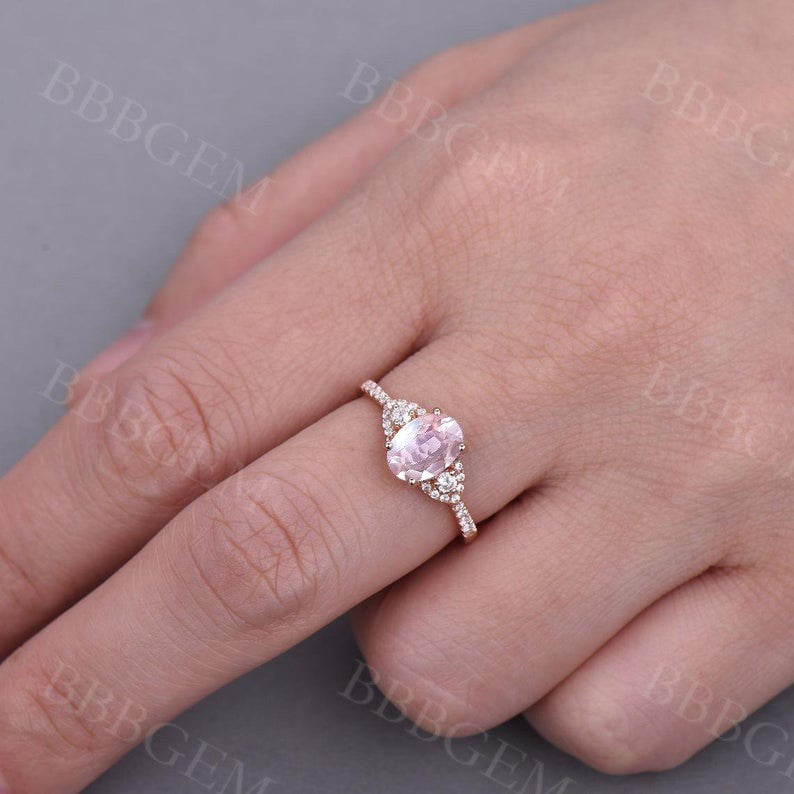 rose quartz ring-bbbgem quartz jewelry