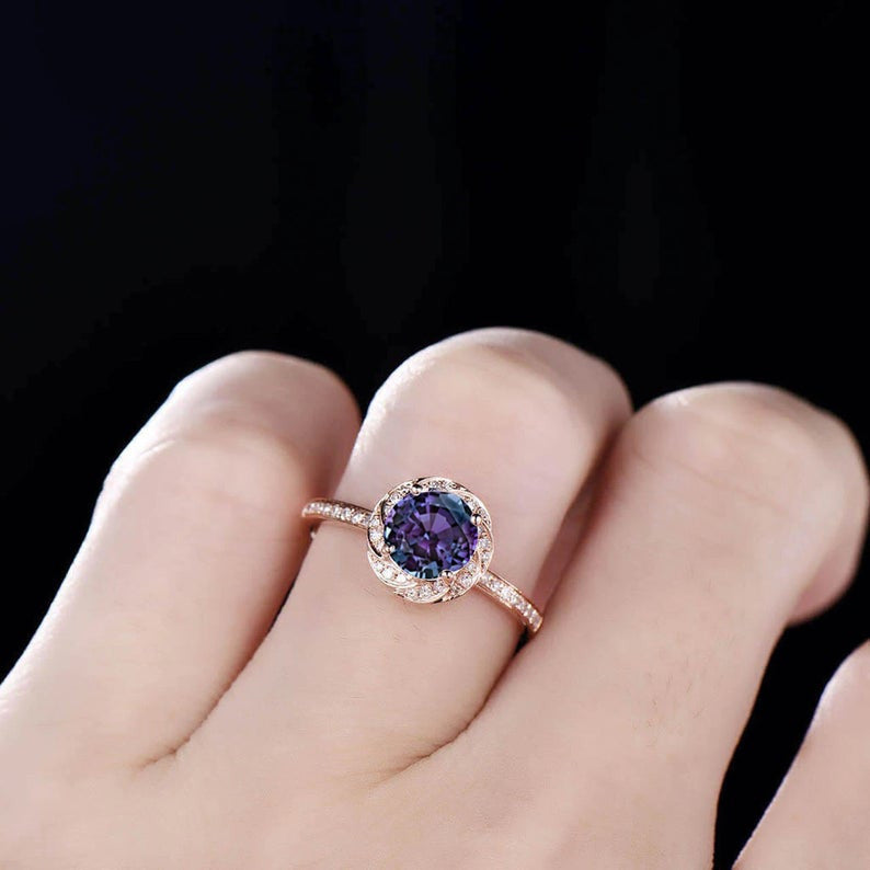 alexandrite diamond ring