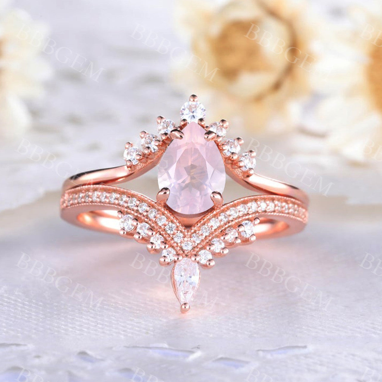 rose quartz ring-bbbgem rose quartz ring