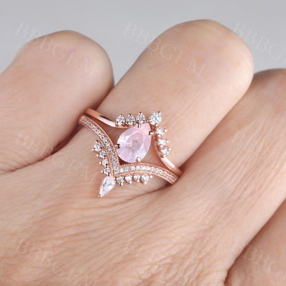 pink stones for rings-bbbgem rose quartz ring