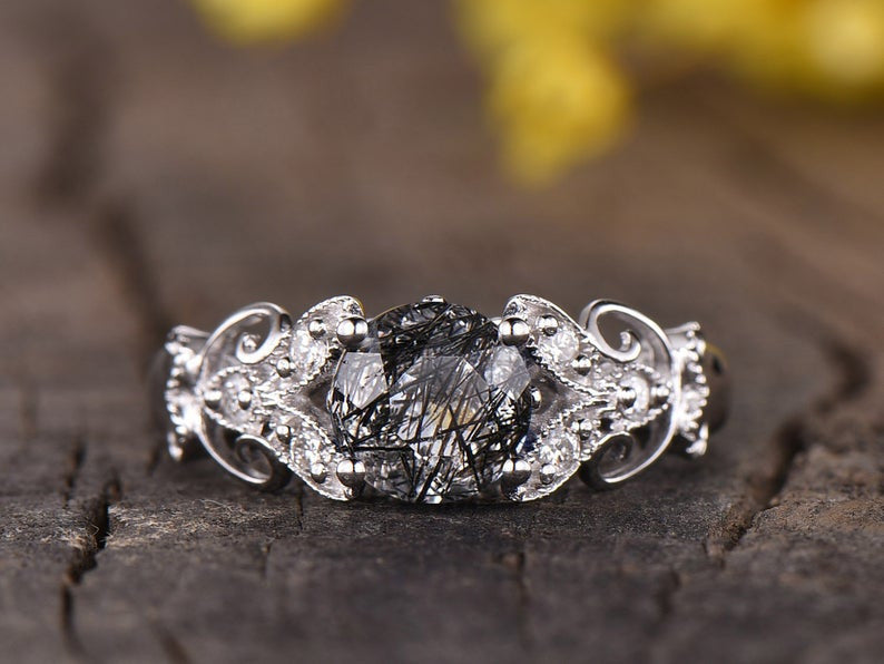 Black Rutilated Quartz ring