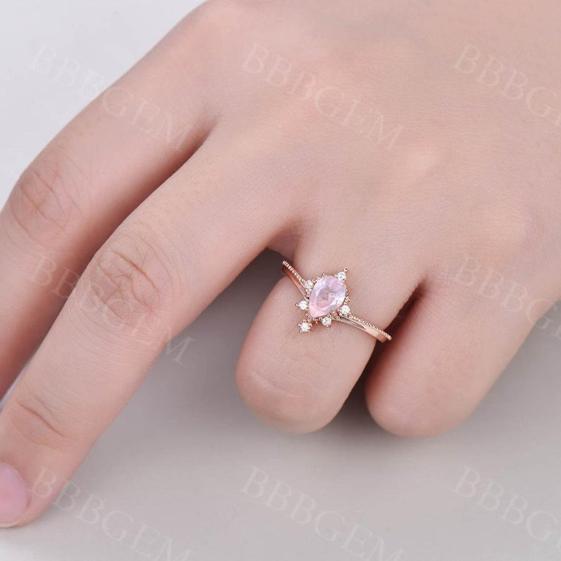 rose quartz jewellery-BBBGEM rose quartz ring