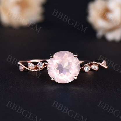 rose quartz ring-BBBGEM rose quartz ring