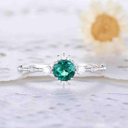 Rose Gold Emerald Ring-BBBGEM Emerald Engagement Rings