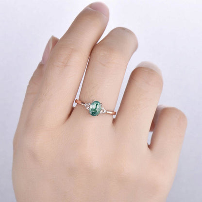 moss agate bridal ring